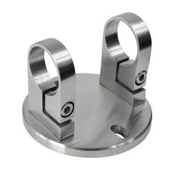 Úchyt na bočné kotvenie stĺpu ø 42.4mm, (kotviaca platňa ø 120 /10.0mm), brúsená nerez K320 /AISI304 Úchyt na bočné kotvenie stĺpu ø 42.4mm, (kotviaca platňa ø 120 /10.0mm), brúsená nerez K320 /AISI304